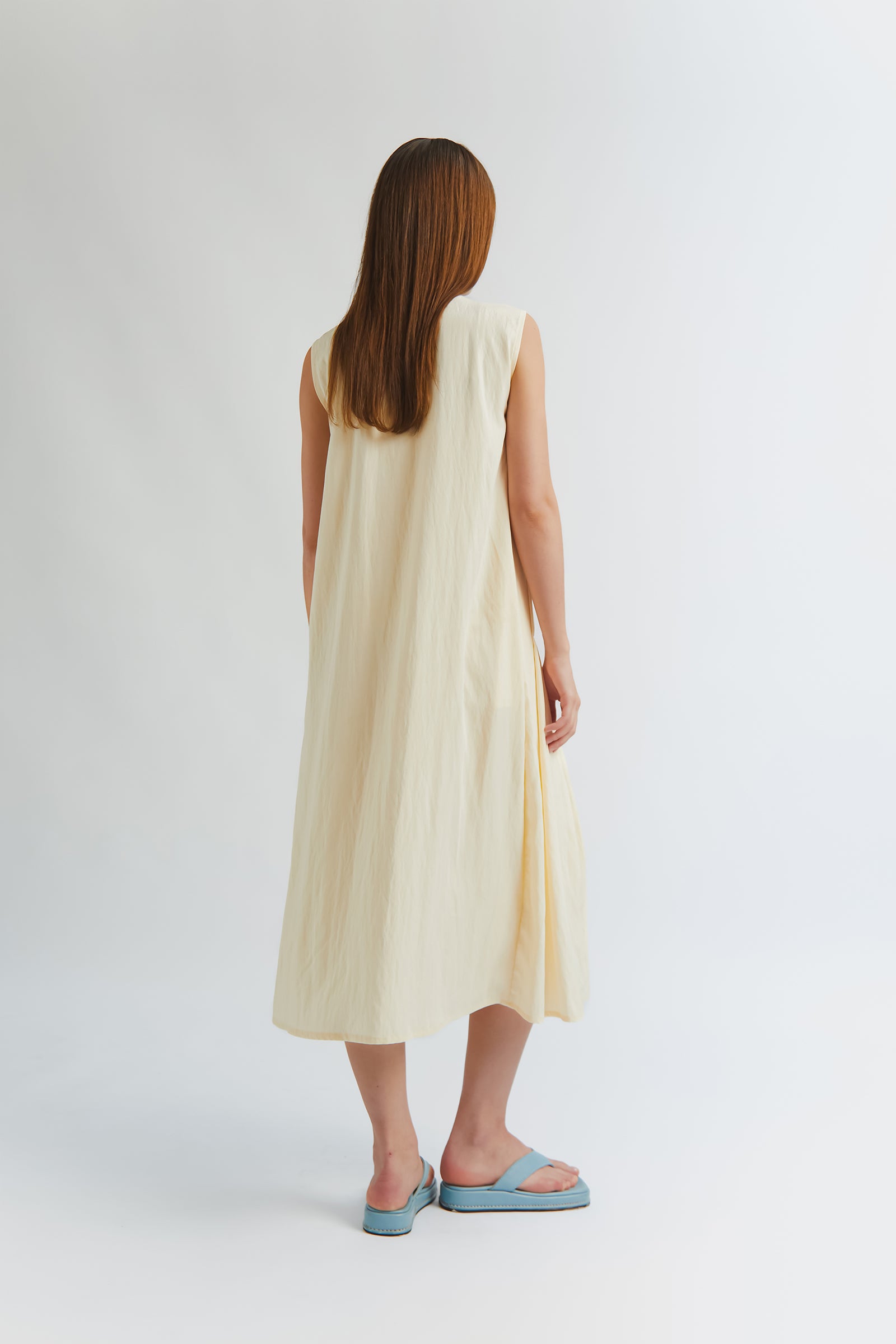 CLAIRE PLEATED DRESS SAND